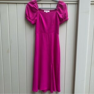 women's dress short sleeve pink smocked puff sleeve cottage core XS twee